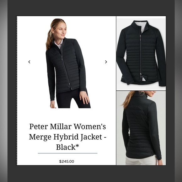 Peter Millar Women's Black Merge Hybrid Jacket Black LARGE Coat Golf puffer - Picture 1 of 13